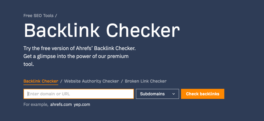 Ahref's backlink checker